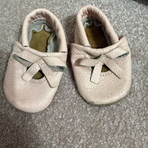 Soft Pink Leather Baby Moccasins